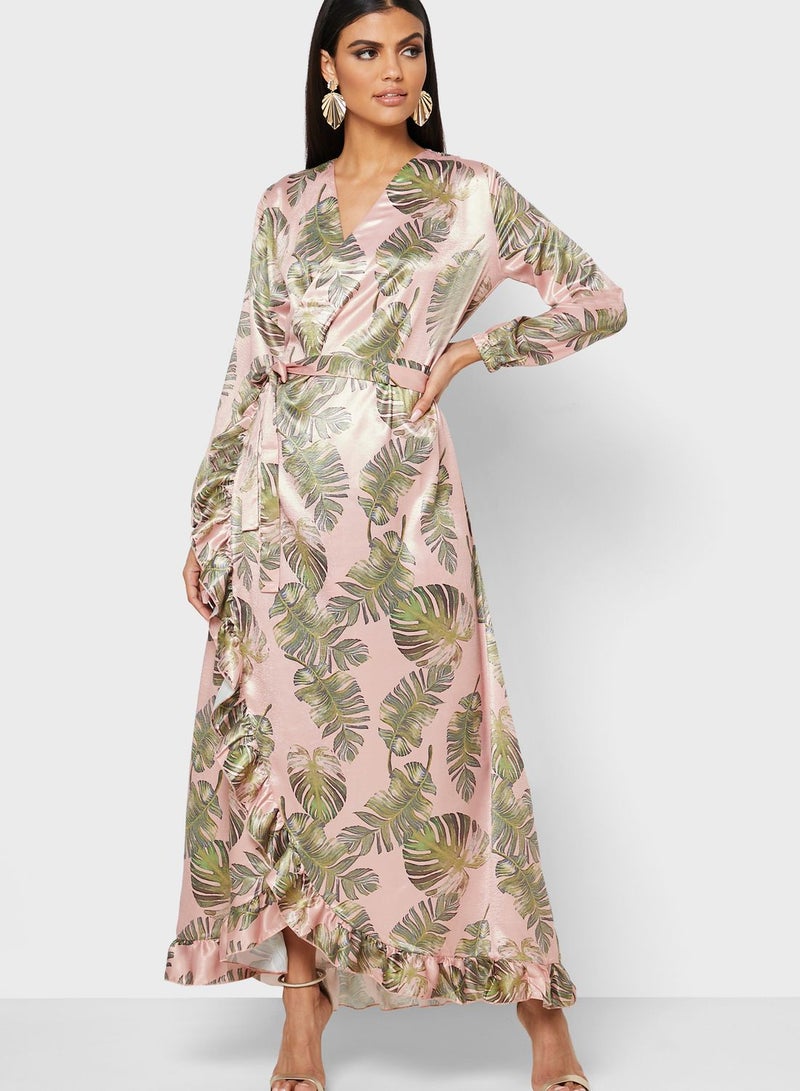 Desert Cove Floral Print Wrap Dress - Image 1