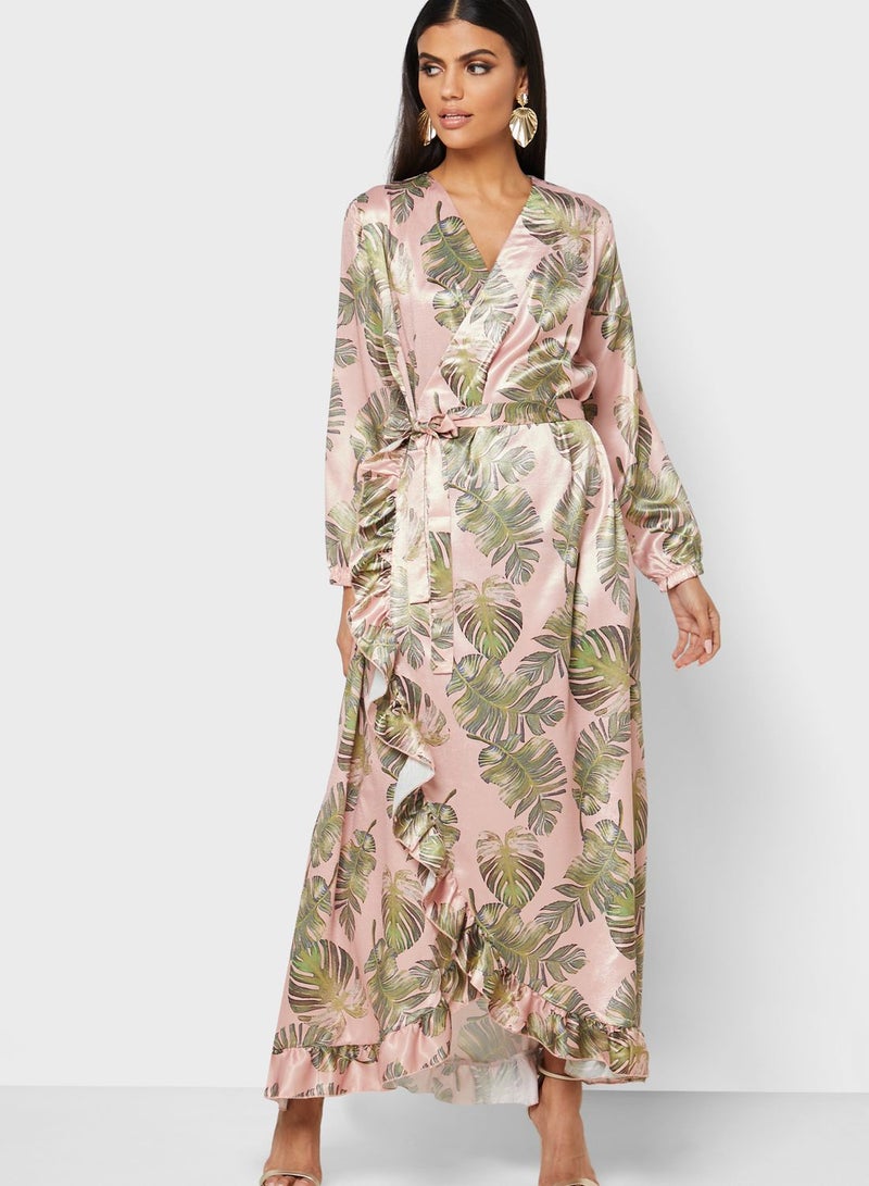 Desert Cove Floral Print Wrap Dress - Image 4