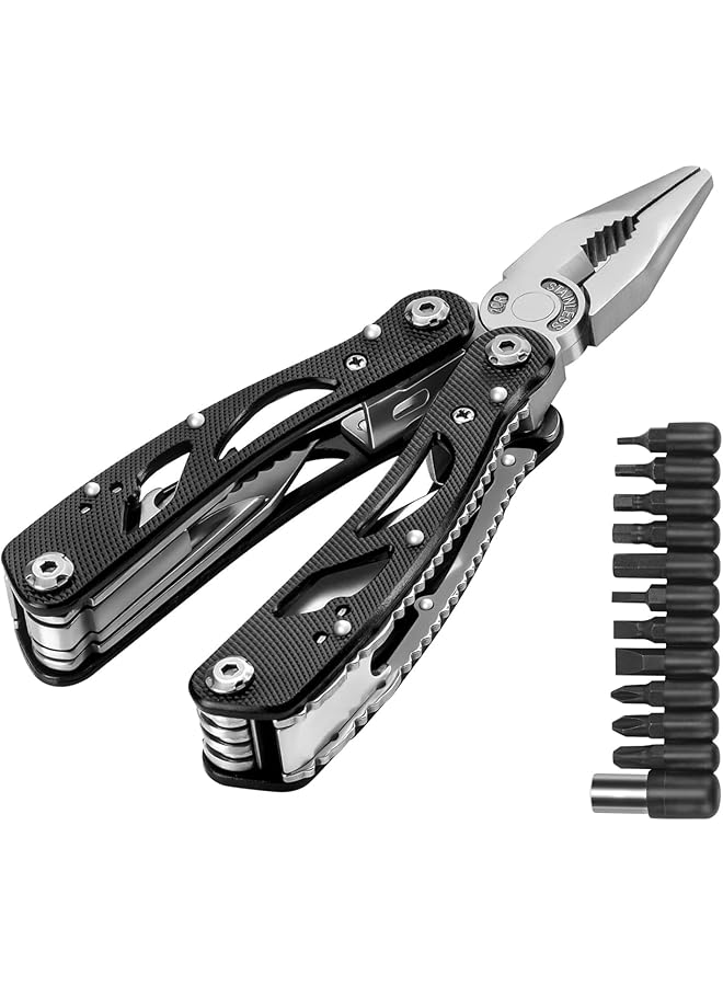 PROMASS promass Stainless Steel Multitool Pliers Set – Professional Multi-Tool with Replaceable Screwdriver Bits, Pocket Knife, Heavy-Duty Pliers, And Screwdriver Sleeve, Ideal for Outdoor Use(Silvery)  - Image 1