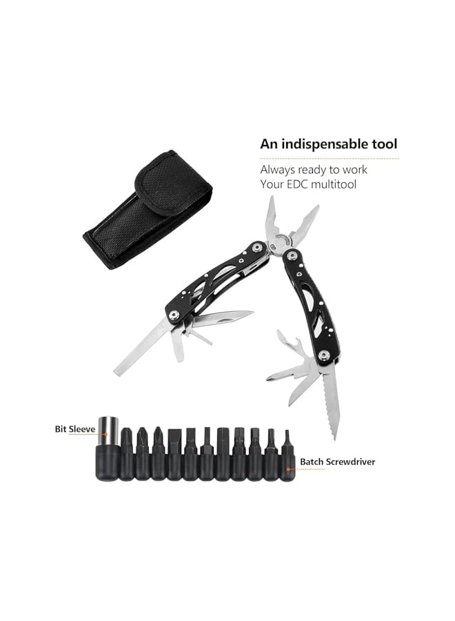 PROMASS promass Stainless Steel Multitool Pliers Set – Professional Multi-Tool with Replaceable Screwdriver Bits, Pocket Knife, Heavy-Duty Pliers, And Screwdriver Sleeve, Ideal for Outdoor Use(Silvery)  - Image 4