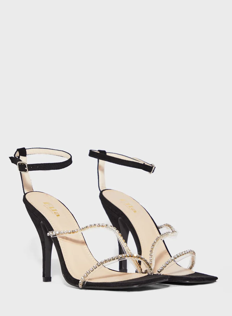 Ella Limited Edition Square Toe  Diamante Strap Stiletto Sandal