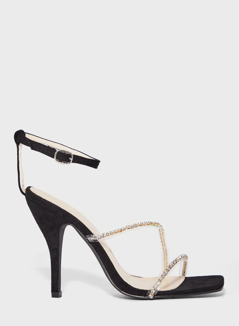 Ella Limited Edition Square Toe  Diamante Strap Stiletto Sandal