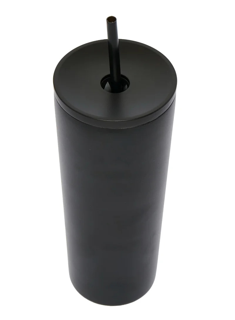 Prickly Pear Stainless Steel 24 Oz 2 in 1 Water Bottle With Straw And Travel Cup, Black Logo Design