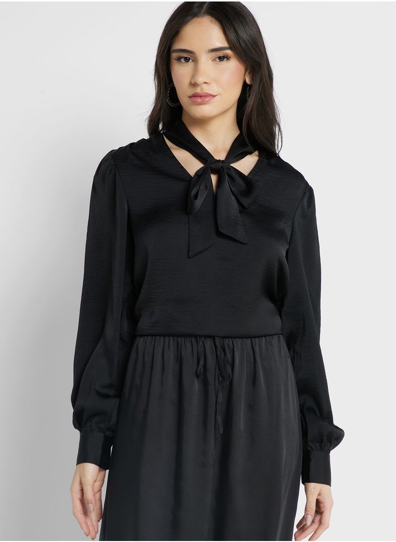 ONLY - V-Neck Tie Detail Top - Image 1