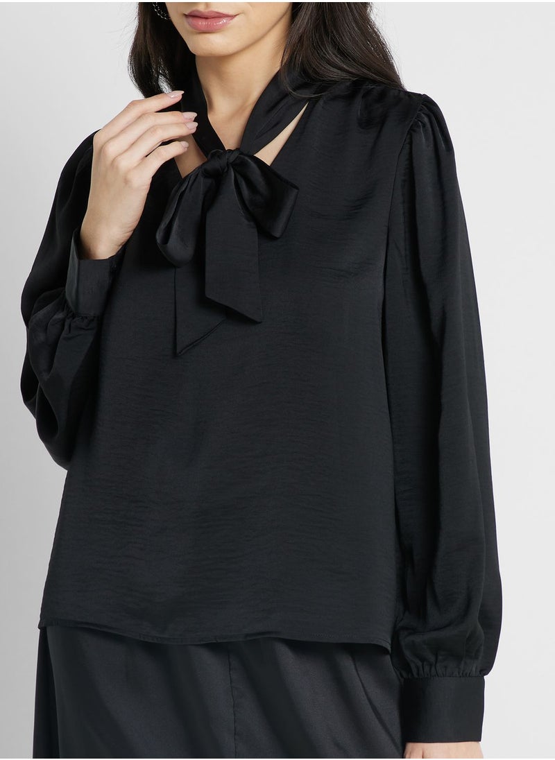ONLY - V-Neck Tie Detail Top - Image 1