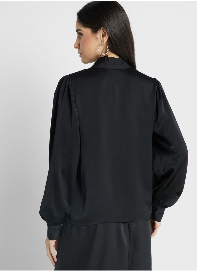 ONLY - V-Neck Tie Detail Top - Image 1