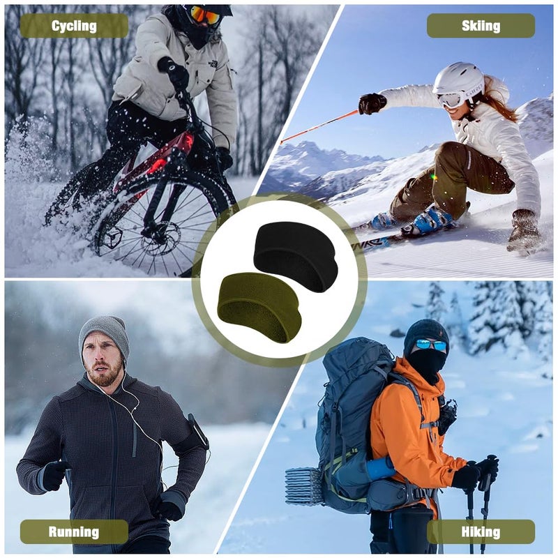 Komake Ear Warmers Headband, KOMAKE 2 Pack Earmuff Headband Fleece Earmuffs Running Headband Winter Ear Covers Moisture Wicking Sweatband Ski Sport Headband For Men & Women (Black+Gray) - Image 3
