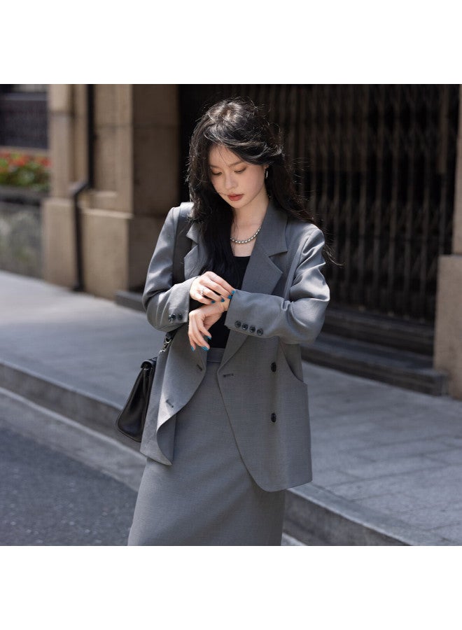 Mt High-intelligence Workplace Autumn Business Commuter Suit Set - Blazer With Slit And Straight-cut Skirt Two-piece Women's Set - Image 3