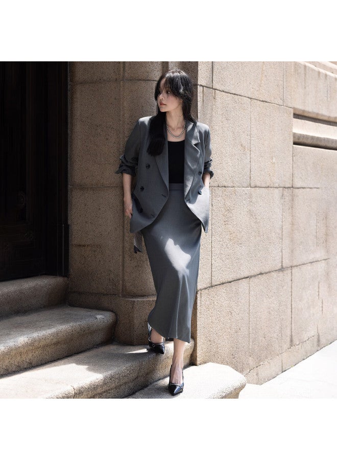 Mt High-intelligence Workplace Autumn Business Commuter Suit Set - Blazer With Slit And Straight-cut Skirt Two-piece Women's Set - Image 2