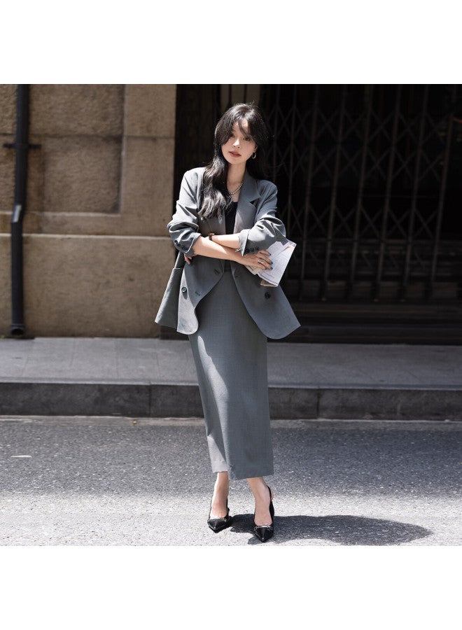 Mt High-intelligence Workplace Autumn Business Commuter Suit Set - Blazer With Slit And Straight-cut Skirt Two-piece Women's Set - Image 5