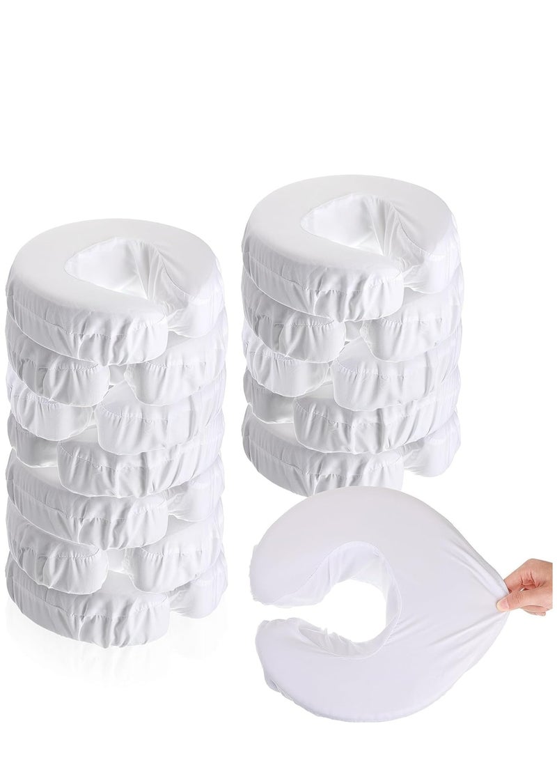 Zikra 12 Pcs Face Cradle Covers for Massage Head Rest Covers Massage Bulk Microfiber Reusable Soft Thicker Massage Table Face Covers Oil Proof Headrest Cradle Sheets for Spa Beauty Salons (White) - Image 1
