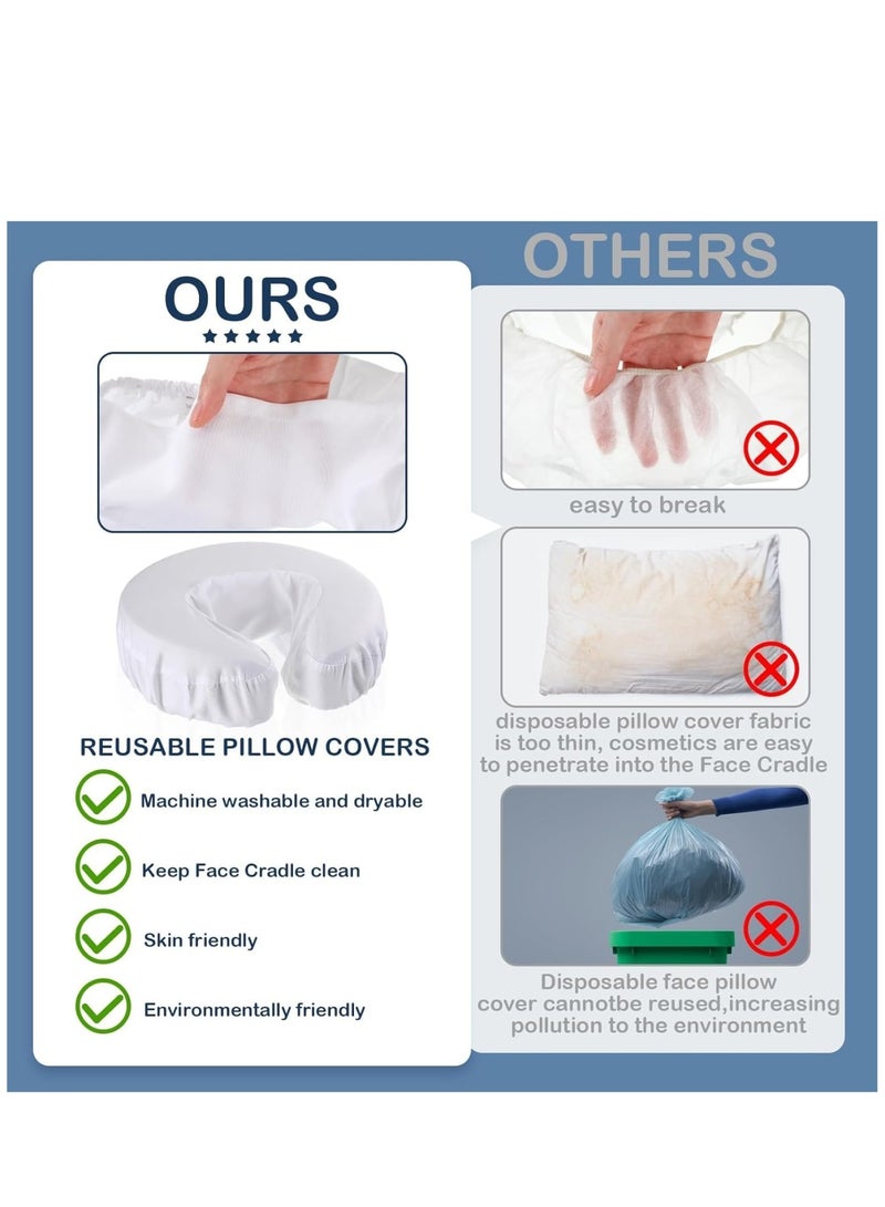 Zikra 12 Pcs Face Cradle Covers for Massage Head Rest Covers Massage Bulk Microfiber Reusable Soft Thicker Massage Table Face Covers Oil Proof Headrest Cradle Sheets for Spa Beauty Salons (White) - Image 5