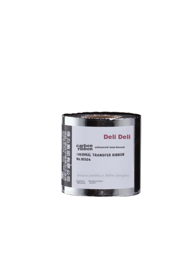 Deli 60mm*300m Thermal Transfer Barcode Printer, Label Printer Ribbon, Universal Enhanced Wax-based Carbon Ribbon 81504 - Image 3