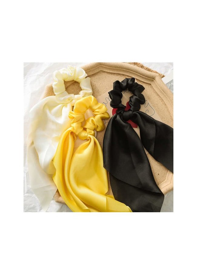 Funlovin - Silk Hair Scarf Scrunchies Satin Bow Scrunchie Hair Ribbon Scarf Ties Ponytail Holder Bunny Ear Bowknot Knotted Scrunchy with Long Tails (10pcs) - Image 1