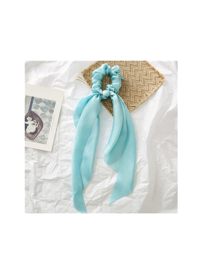 Funlovin - Silk Hair Scarf Scrunchies Satin Bow Scrunchie Hair Ribbon Scarf Ties Ponytail Holder Bunny Ear Bowknot Knotted Scrunchy with Long Tails (10pcs) - Image 1