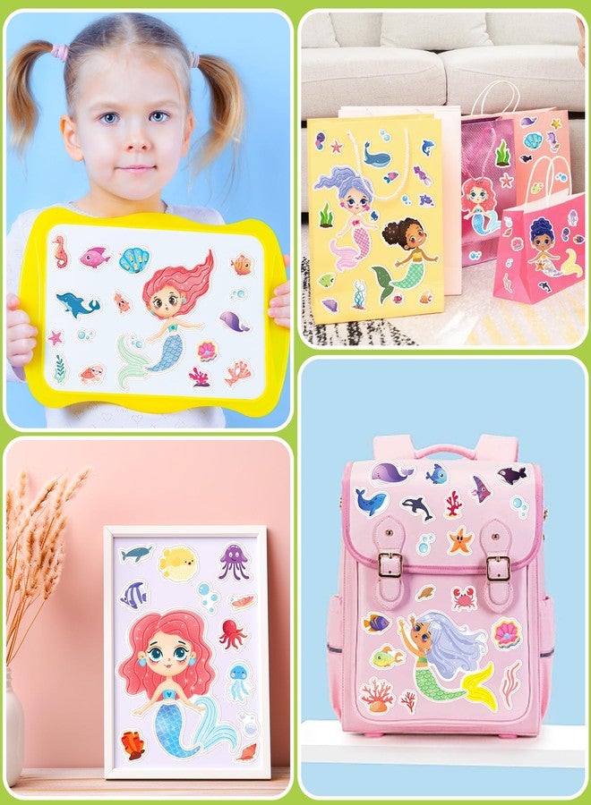 Greingways 24 Pcs Make Your Own Mermaid Sticker Sheets for Kids with Mermaid Face Stickers for Toddlers Girls Crafts Activities Gift Bag Stuffers Birthday Party Valentines Day Gifts for Kids Classroom - Image 2