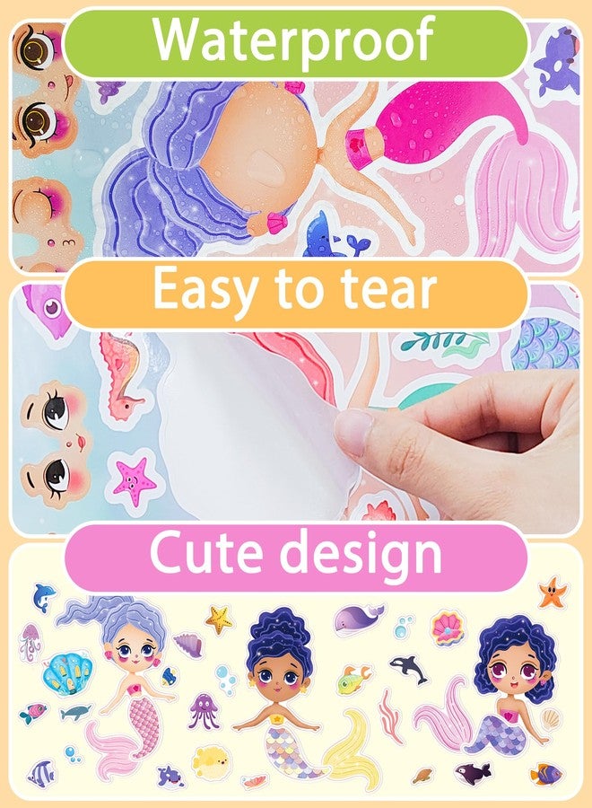 Greingways 24 Pcs Make Your Own Mermaid Sticker Sheets for Kids with Mermaid Face Stickers for Toddlers Girls Crafts Activities Gift Bag Stuffers Birthday Party Valentines Day Gifts for Kids Classroom - Image 5