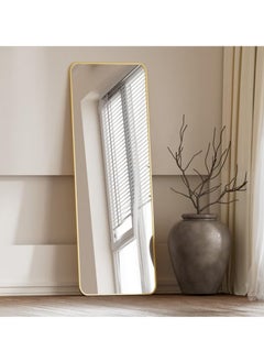 Beauenty 155*45cm Floor Full Length Mirror Standing Full Body Rounded Corner Rectangle Mirrors with Stand Hanging Wall Mounted Leaning Bedroom Living Room Bedroom Cloakroom,Gold  - Image 4