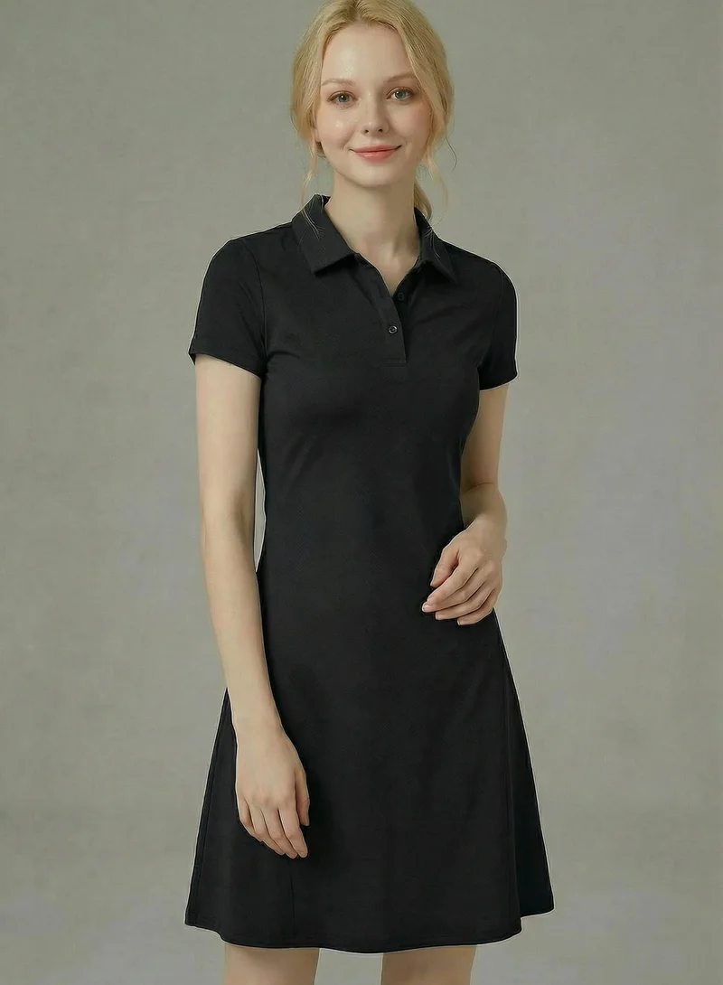 SVL Long Padel & Tennis Dress with Separate Shorts - Black - SVL