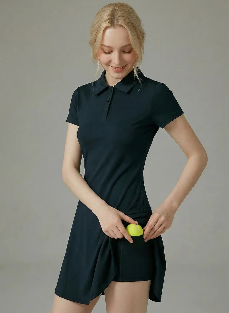 SVL  Long Padel & Tennis Dress with Separate Shorts - Black - SVL for Women | Best Price UAE