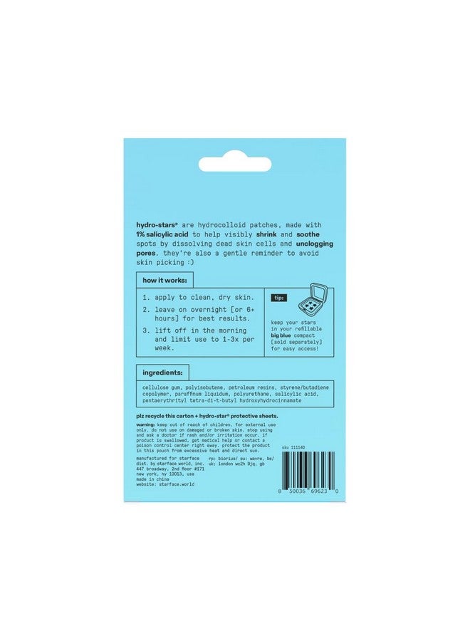 عالم النجوم مجموعة كبيرة من رقعات الغروانية المائية من Starface Hydrostar + حمض الساليسيليك مع 1% حمض الساليسيليك تساعد على تقليص وتهدئة البقع بشكل واضح على شكل نجمة لطيفة (96 قطعة) - Image 2