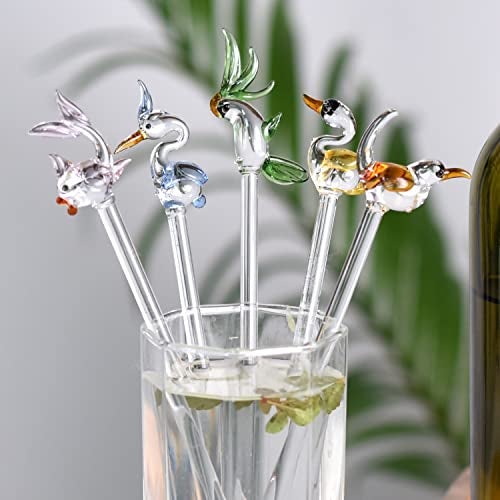 Indian-Shelf 6 Pieces Glass Drink Stirrer- Glass Swizzle Sticks- Cocktail Stir Sticks for Coffee Bar- Coffee Stirrers Reusable- Mixing Sticks- Coffee Bar Accessories- Drink Mixer - Image 1