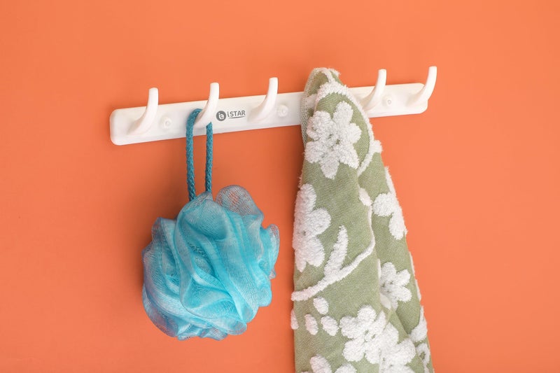 iSTAR 6 Pin Drill Free Door Handing Hooks Suitable for Bathroom Cloth Hooks Hanger Wall Bedroom Bathroom Robe Hooks Rail for Hanging (White, Pack of 2) - Image 4
