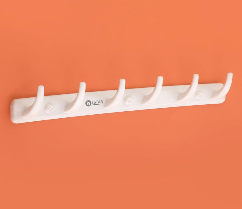 iSTAR 6 Pin Drill Free Door Handing Hooks Suitable for Bathroom Cloth Hooks Hanger Wall Bedroom Bathroom Robe Hooks Rail for Hanging (White, Pack of 2) - Image 2