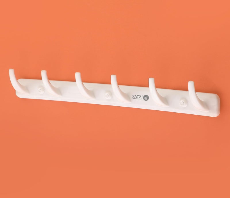 iSTAR 6 Pin Drill Free Door Handing Hooks Suitable for Bathroom Cloth Hooks Hanger Wall Bedroom Bathroom Robe Hooks Rail for Hanging (White, Pack of 2) - Image 3