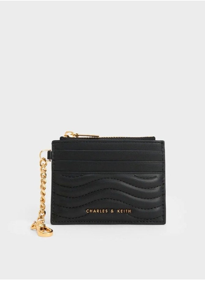 Charles & Keith Charles & Keith Aubrielle Stitch-Trim Zip Card Holder - Black  - Image 1