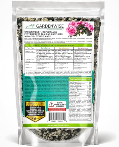 GARDENWISE 8-4-8 Acidic Fertilizer for Azaleas, Camellias (Camelia), Hydrangeas, Blueberries, Gardenias, Magnolia Trees, Evergreens, and Rhododendrons - Ideal Iron-Rich Plant Food (12 OZ) - Image 2