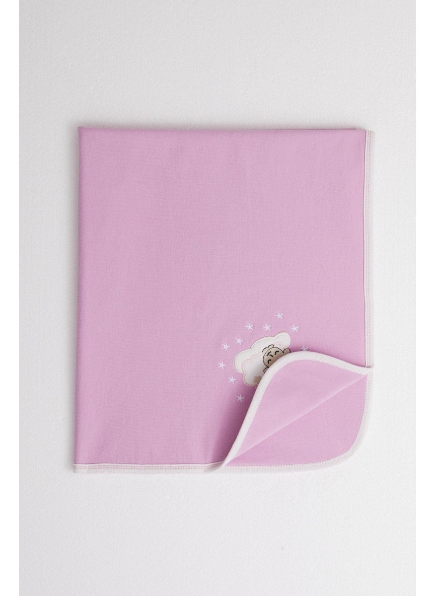 Breeze Newborn Baby Blanket Sleepy Lamb Embroidered Standard, Lilac  - Image 1