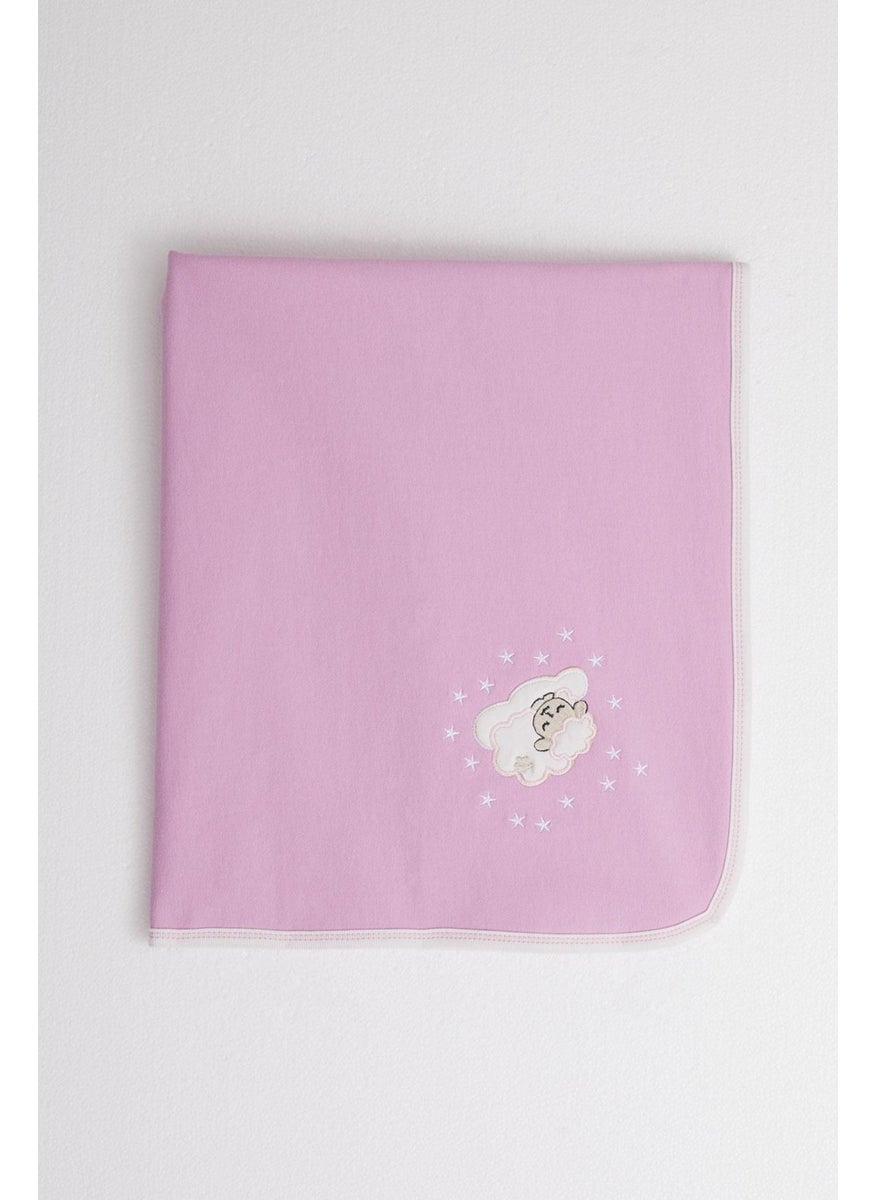 Breeze Newborn Baby Blanket Sleepy Lamb Embroidered Standard, Lilac  - Image 2