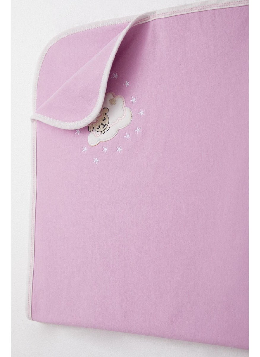 Breeze Newborn Baby Blanket Sleepy Lamb Embroidered Standard, Lilac  - Image 3