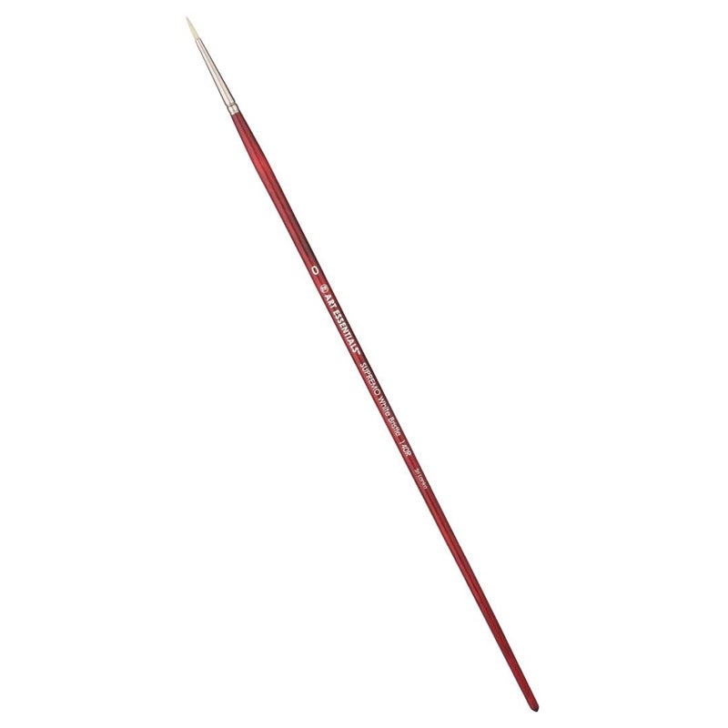 Art Essentials SUPREMO White Bristle Brush for Oil and Acrylic Painting - Series 140R - Round - Long Handle - Size: 0, with Maximum Colour Holding Capacity, Even & Consistent Flow - Image 2