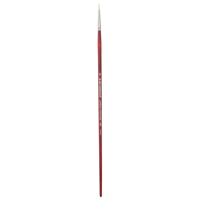 Art Essentials SUPREMO White Bristle Brush for Oil and Acrylic Painting - Series 140R - Round - Long Handle - Size: 0, with Maximum Colour Holding Capacity, Even & Consistent Flow - Image 1