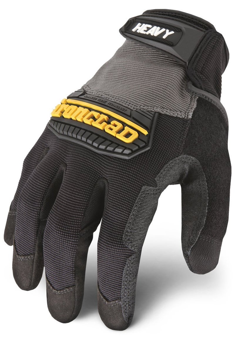 Ironclad Heavy Utility Work Gloves HUG, High Abrasion Resistance, Performance Fit, Durable, Machine Washable, (1 Pair), SMALL Black & Grey - Image 1