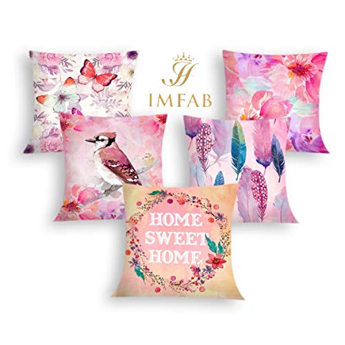 IM FAB Canvas Cotton Sweet Home Design Printed Cushion Cover (16X16 inches, Multicolour) - Set of 5 Pieces - Image 2