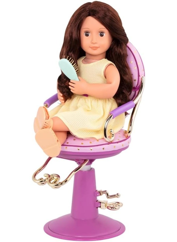 Our Generation Doll Salon Chair with Hairdressing Accessories - Purple Heart Pattern - Image 2