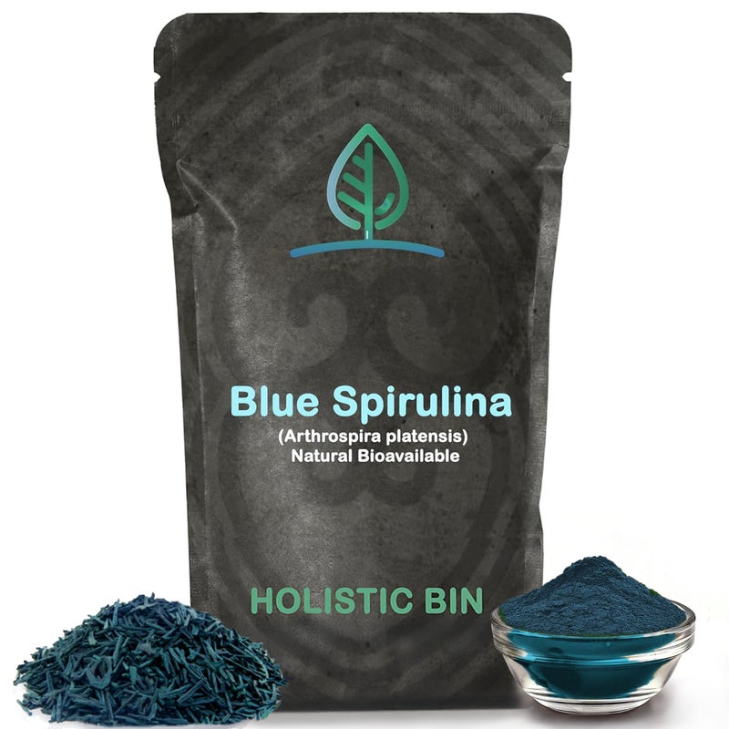 HOLISTIC BIN Blue Spirulina Powder Organic BlueGreen Algae Supplement Rich Source of Vegan Protein Vitamins Phytonutrients Ideal for Smoothies Baked Goods Natural Food Coloring 50 Grams