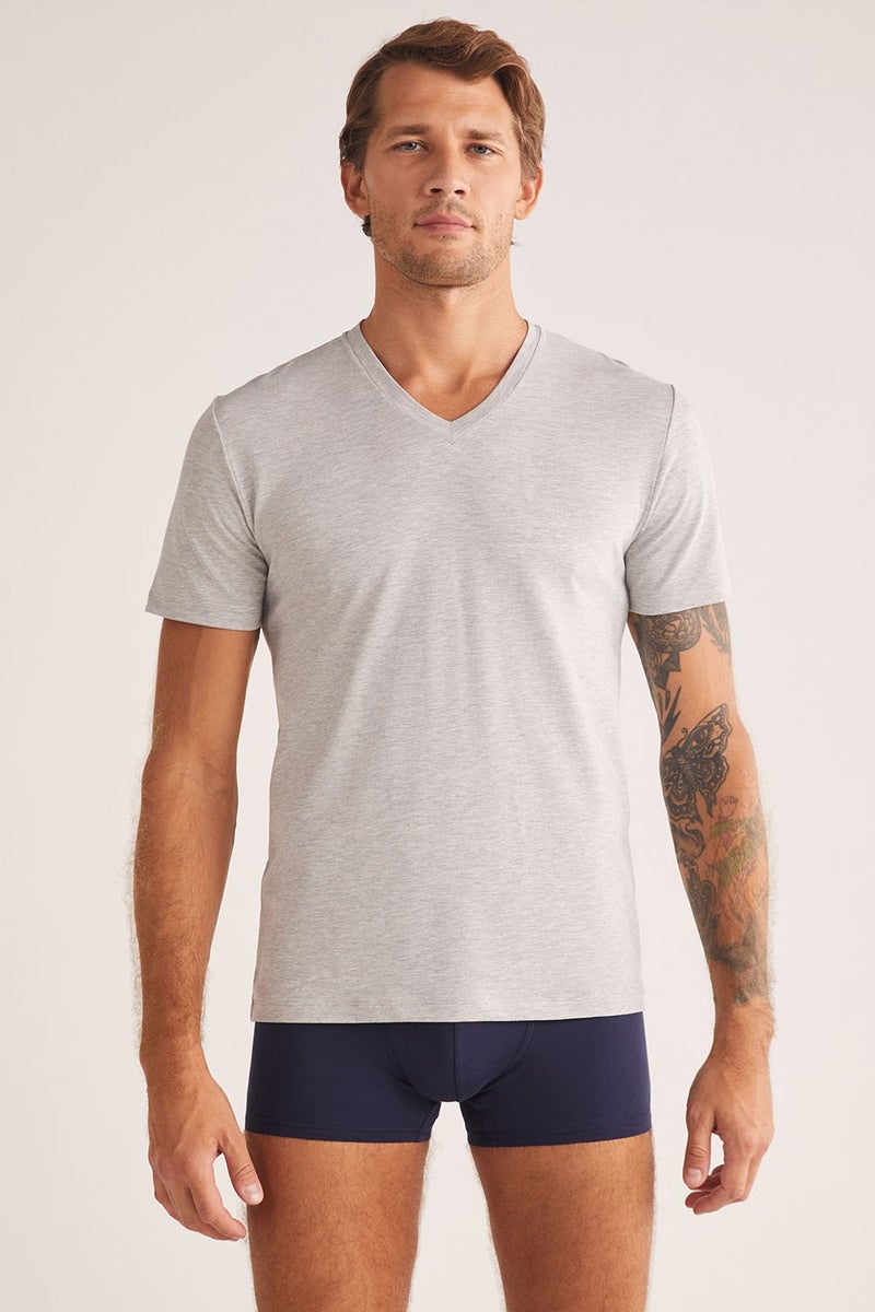 KOM Short Sleeve Cotton Modal Men's Antonio V Neck T-shirt  - Image 1