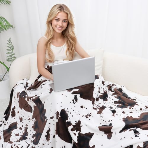 SEEGU King Throw Blanket for Bed Couch, Cow Print Blanket King Size, Extra Large Soft Cozy Fleece Throws, Lightweight Western Country Style Plush Bedding Decor for Bedroom Living Room Dorm 90"x108" - Image 2