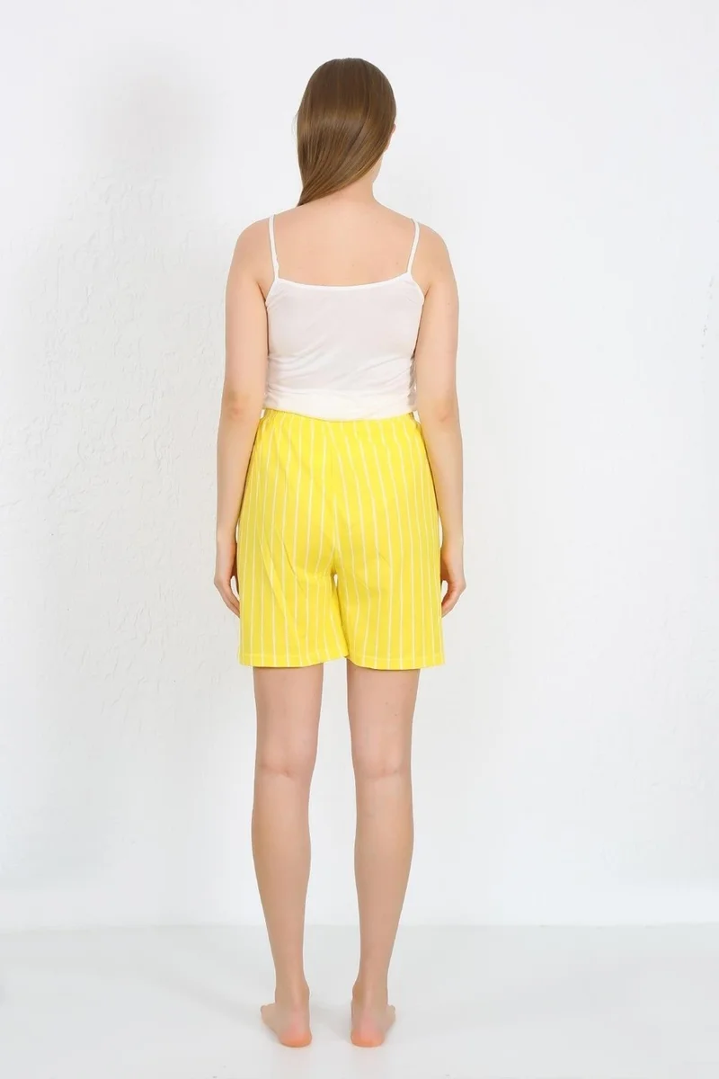 اكبينيز Women's Suit with Rope Strap Cotton Combed Shorts Yellow 3620