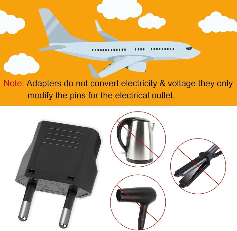 Romeda 6 Pack US to Europe Plug Adapter, Type C European Travel Adapter, Outlet Wall Power Converter (Black) - Image 4