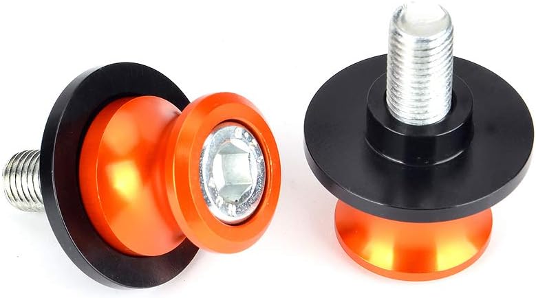 Goldfire 2pcs 10MM M10 X1.25 Motorcycle Swing arm Sliders Spools CNC Swing Arm Stand Screw for FZR 1000/600R/400 for Kawasaki Z750 /Z750S/ Z750R /ER-6F /ER-6N /Duke 125/200/390 (Orange) - Image 2