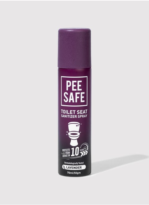 PeeSafe Toilet Seat Sanitizer Spray, disinfects from 99.9% of germs in 10 seconds after spray, reduces risk of UTI, Dermatologically tested, airport and travel friendly aerosol spray, Lavender - 75ml