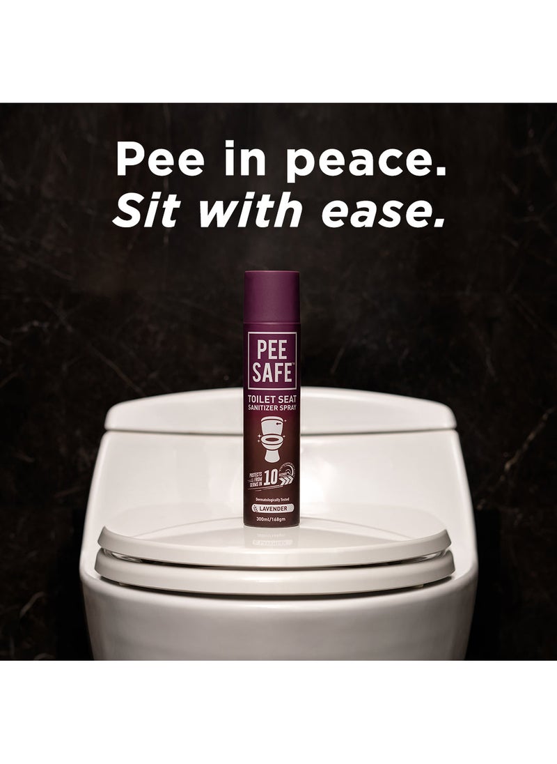 PEESAFE - PeeSafe Toilet Seat Sanitizer Spray, disinfects from 99.9% of germs in 10 seconds after spray, reduces risk of UTI, Dermatologically tested, airport and travel friendly aerosol spray, Lavender - 75ml - Image 1
