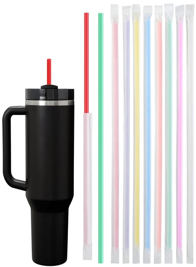ALINK 100 Pcs Long Disposable Straws for Stanley 40 oz 30 oz Tumbler, 12 inch Colorful Plastic Straws for Stanley, Owala, Yeti 40 OZ 30 OZ Cup, Individually Wrapped - Image 1