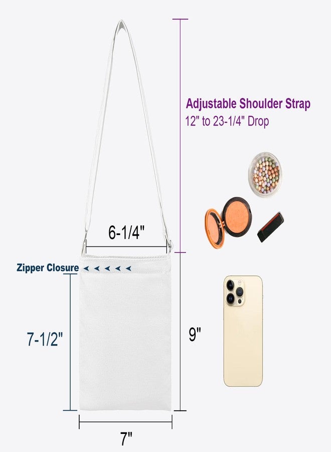 Muka 4 Pack Small Crossbody Canvas Zipper Bag, 7 x 9 Inch White Bag for DIY Craft - Image 3