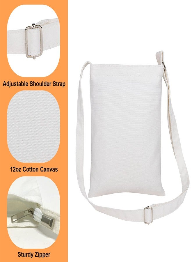 Muka 4 Pack Small Crossbody Canvas Zipper Bag, 7 x 9 Inch White Bag for DIY Craft - Image 4